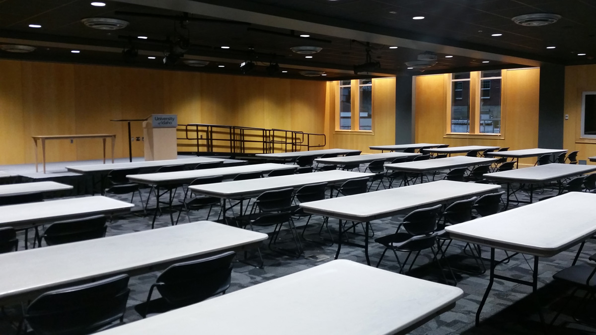 Vandal Ballroom filled with empty tables